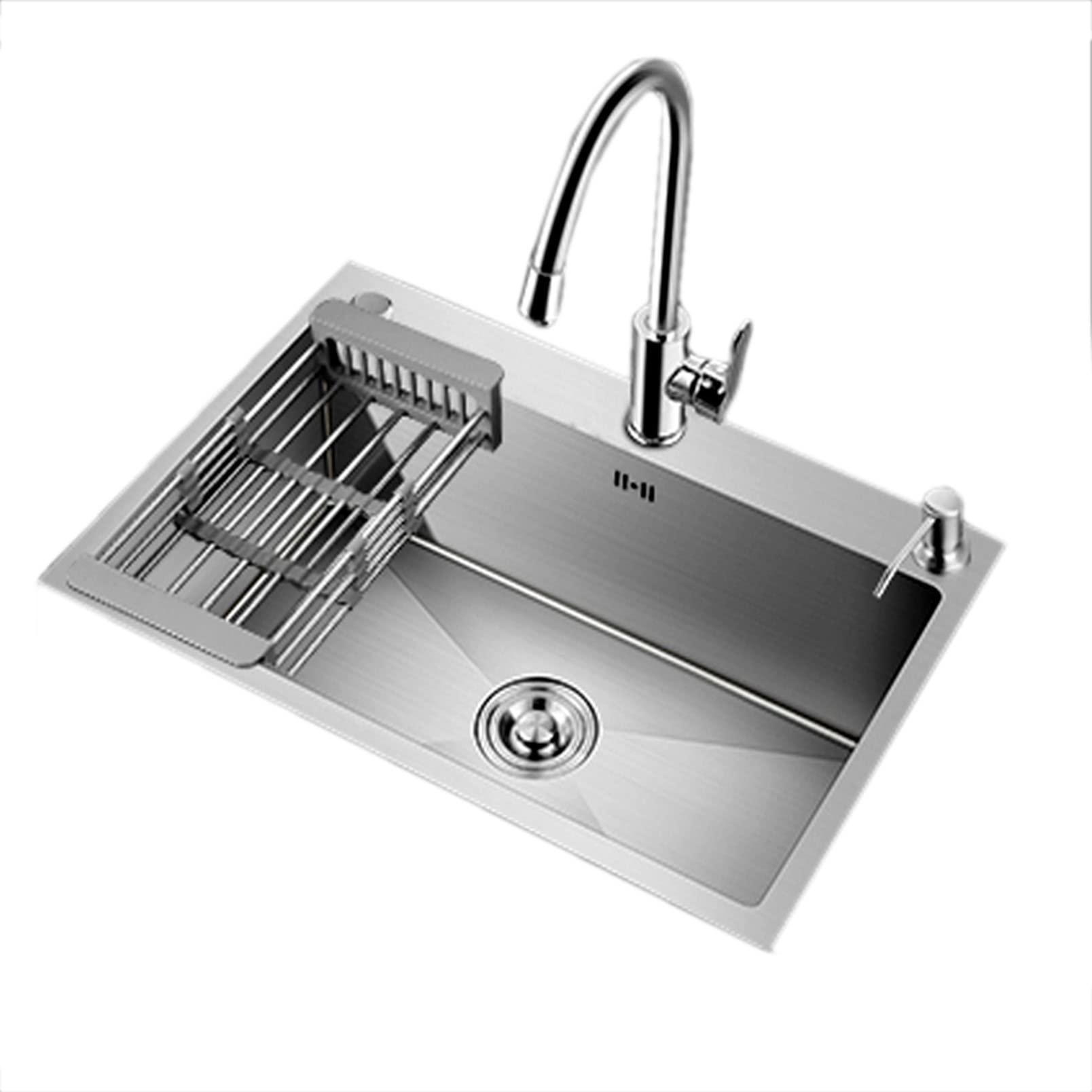 Évier de cuisine simple en acier inoxydable nano argent 60x45cm avec robinet complet