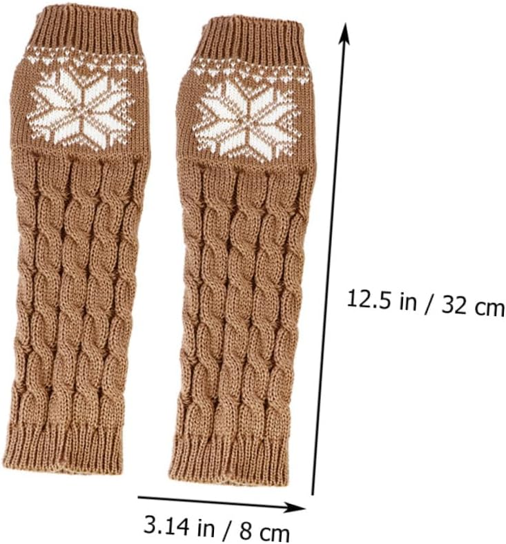 2 Pairs Women’s Winter Jacquard Arm Warmers Long Fingerless Gloves with Snowflake Pattern, Black One Size, Warm Arm Protective Sleeves for Outdoor and Cold Weather Use