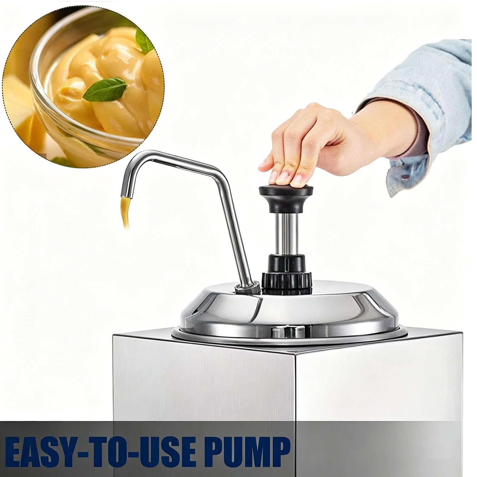 Dispensador Eléctrico Comercial de Calentador de Salsa con Bomba, Máquina de Fusión de Caramelo Caliente de Acero Inoxidable de Grado Alimenticio de 2,5 L Para Tienda de Magdalenas, Catering, Estación