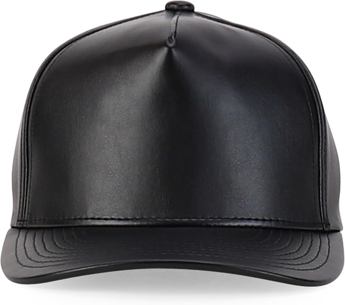Trendy Apparel Shop PU Leather 5 Panel Structured High Profile Snapback Cap - Image 2
