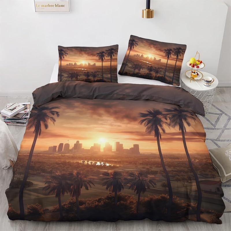 KLJFIGUT Parure de Lit 220x240 Adulte Noix de Coco Housse de Couette 2 Personnes en Microfibre, 3 Pièces Ensemble de literie avec 1 Housse de Couette + 2 Taie...