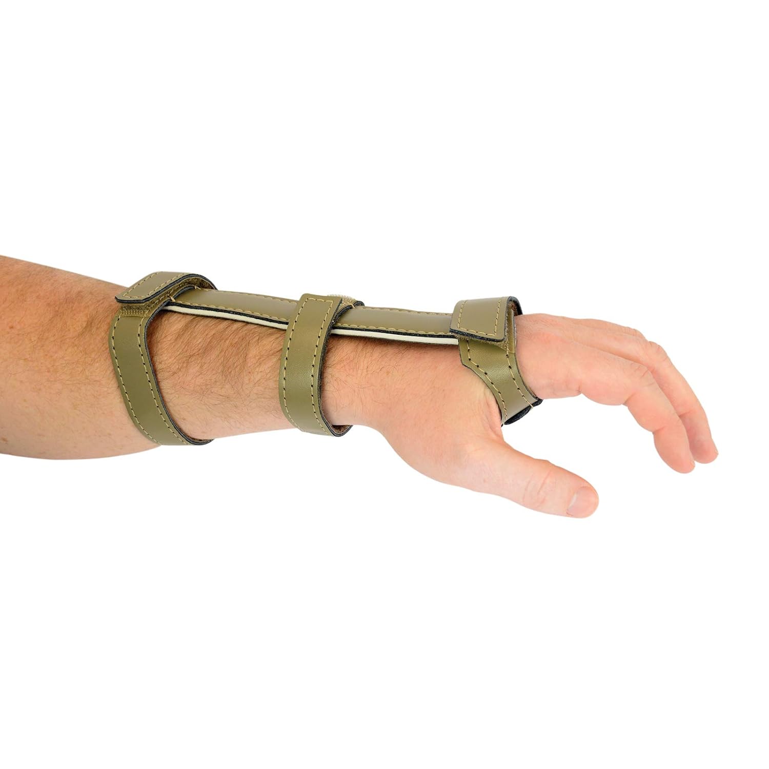 Sammons Preston Economy Wrist Support with Utensil Holder Pocket for Left Hand, Leather Covered Metal Wrist Splint & Kitchen Aid for Carpal Tunnel & Hand Injuries, Stabilize Left Wrists, Large 3.5"