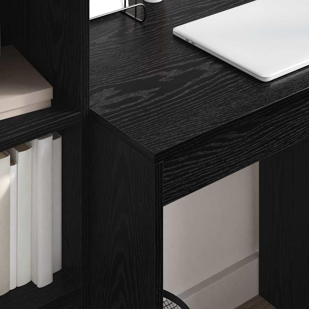 Scrivania nera effetto rovere, 70 x 50 x 76 cm, in legno, compatta, per ufficio, casa, gaming, laptop, segretaria, con ripiano e spazio di archiviazione, salvaspazio, ergonomica