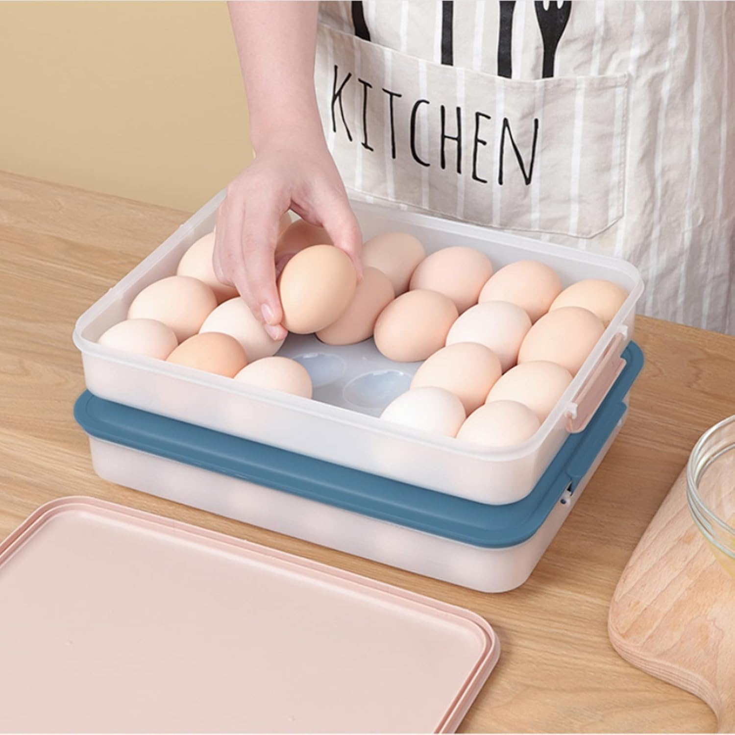 Plastic Egg Storage Container Multifunctional Kitchen Egg Carton Egg Cartons with Lid Portable Egg Storage Box-White. 11.8x8.7x2.2inch