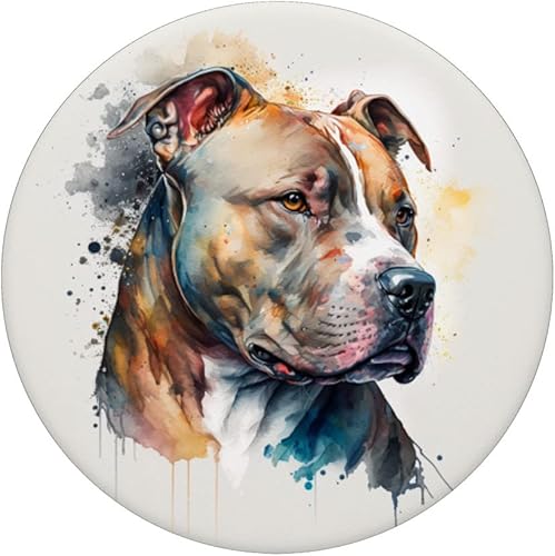 Miniatura 3 de Pitbull - Diseño de acuarela para perros PopSockets intercambiables PopGrip