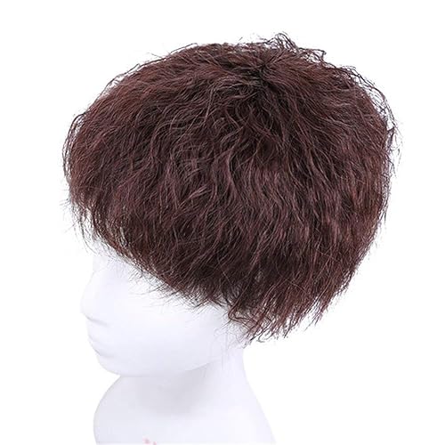 Miniatura 8 de LXUE Peluca de repuesto de cabello humano natural rizado con clip para mujer, color negro hueso, 2.8 x 3.9 in