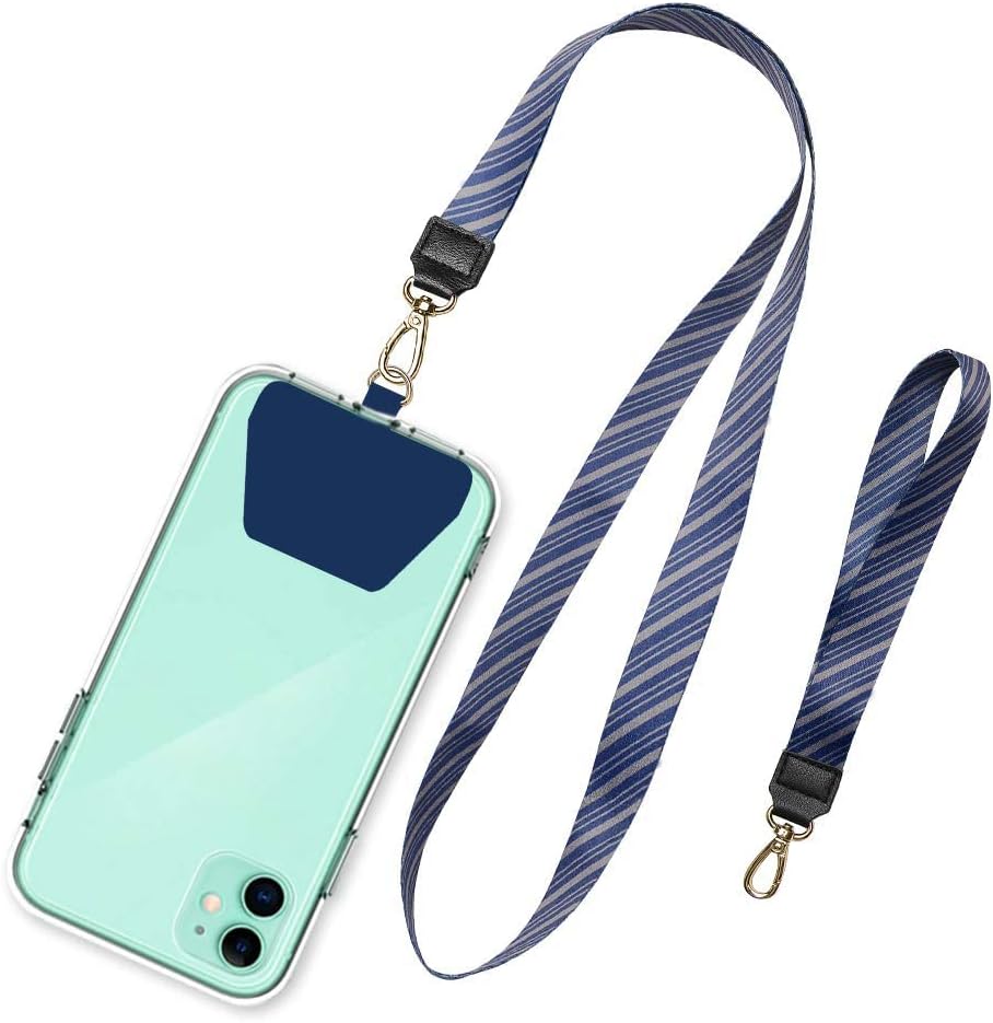 SHANSHUI Cell Phone Lanyard, Universal Phone Neck Strap Wirst Lanyard Leash for Smartphone Safety Tether System - Blue
