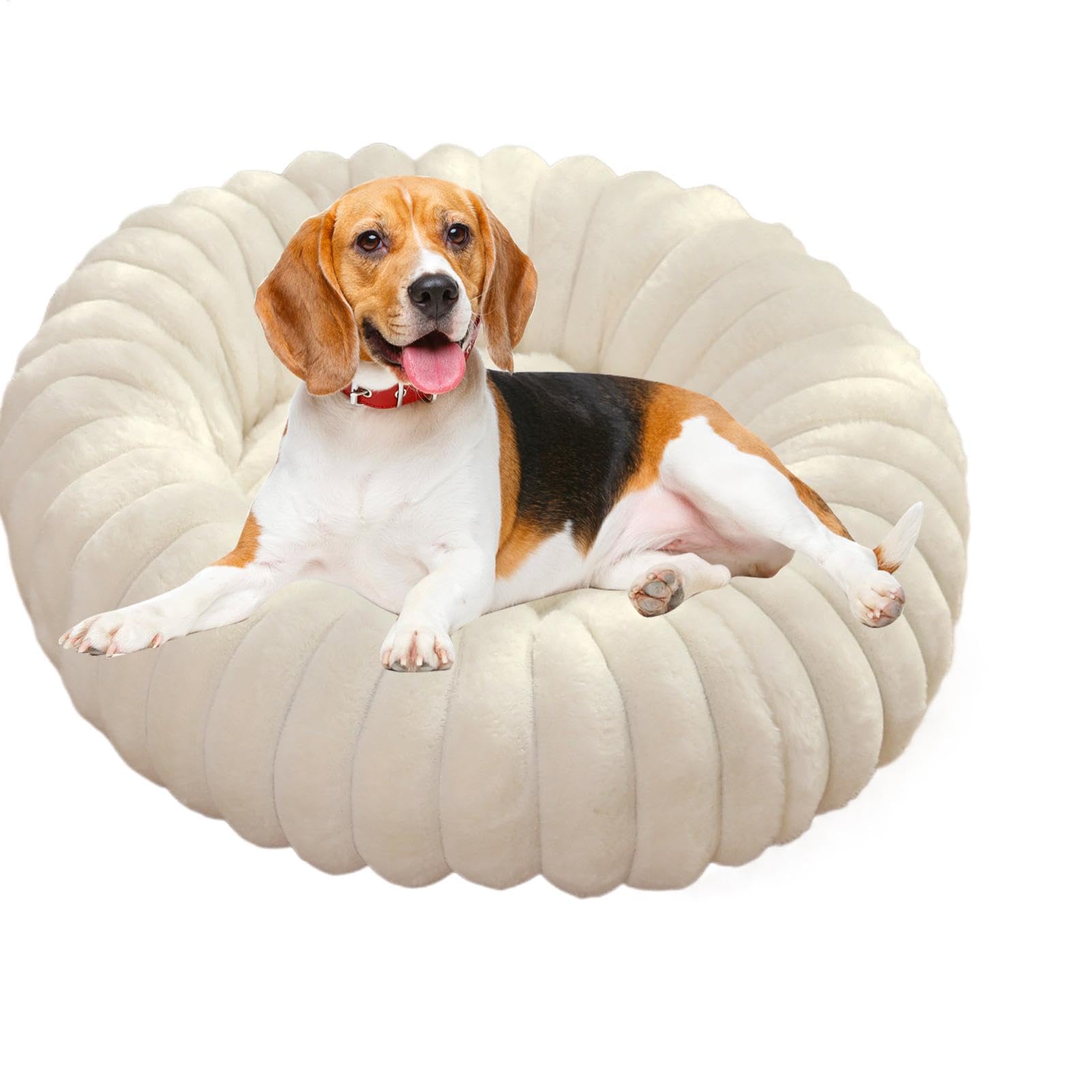 Lit pour chien en peluche douce et rond lavable pour petit chat