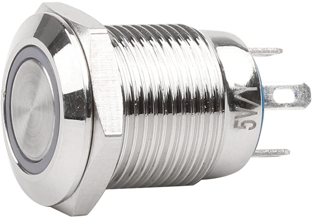 Interruptor de botón de Metal Negro Oxidado, Resistente al Agua, 12mm, con lámpara LED, Interruptor de alimentación de PC de Bloqueo momentáneo, 3V, 5V, 6V, 12V, 24V, 220V