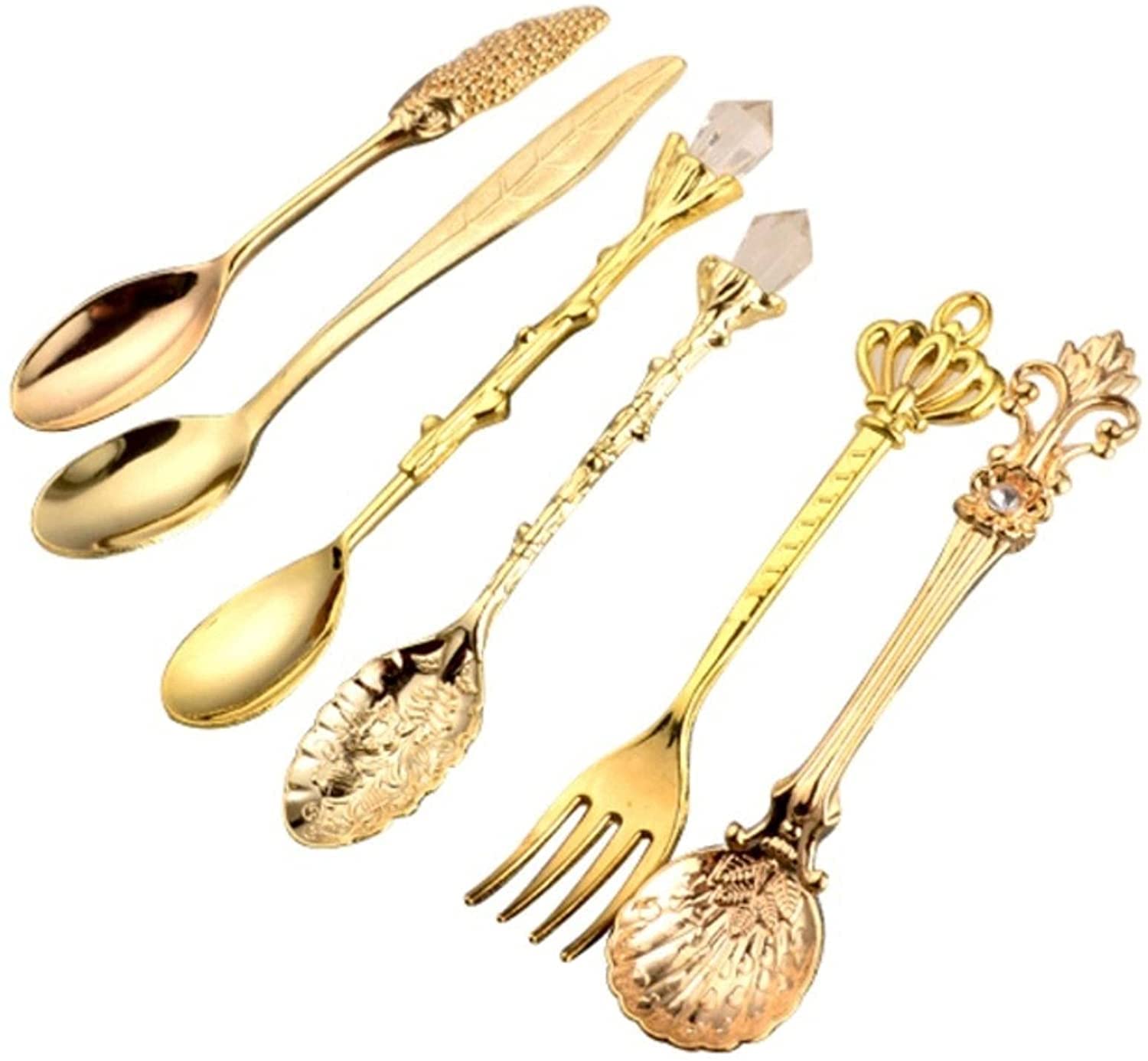 Löffel Restaurants Löffel kaffee löffel set vintage tisch antike tee königliche stil metall geschnitzte gabel spielsteine Esslöffel Hause(J)