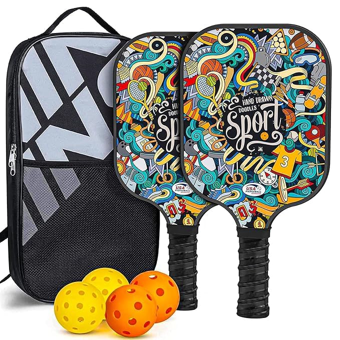Pickleball Paddles Set Approved with Pickle Balls and Carry Bag Fiberglass Rackets Pack Gifts for Beginners Pros Paddle Carbon Fiber Ball Lightweight Graphite (Pack of 1)-image-41