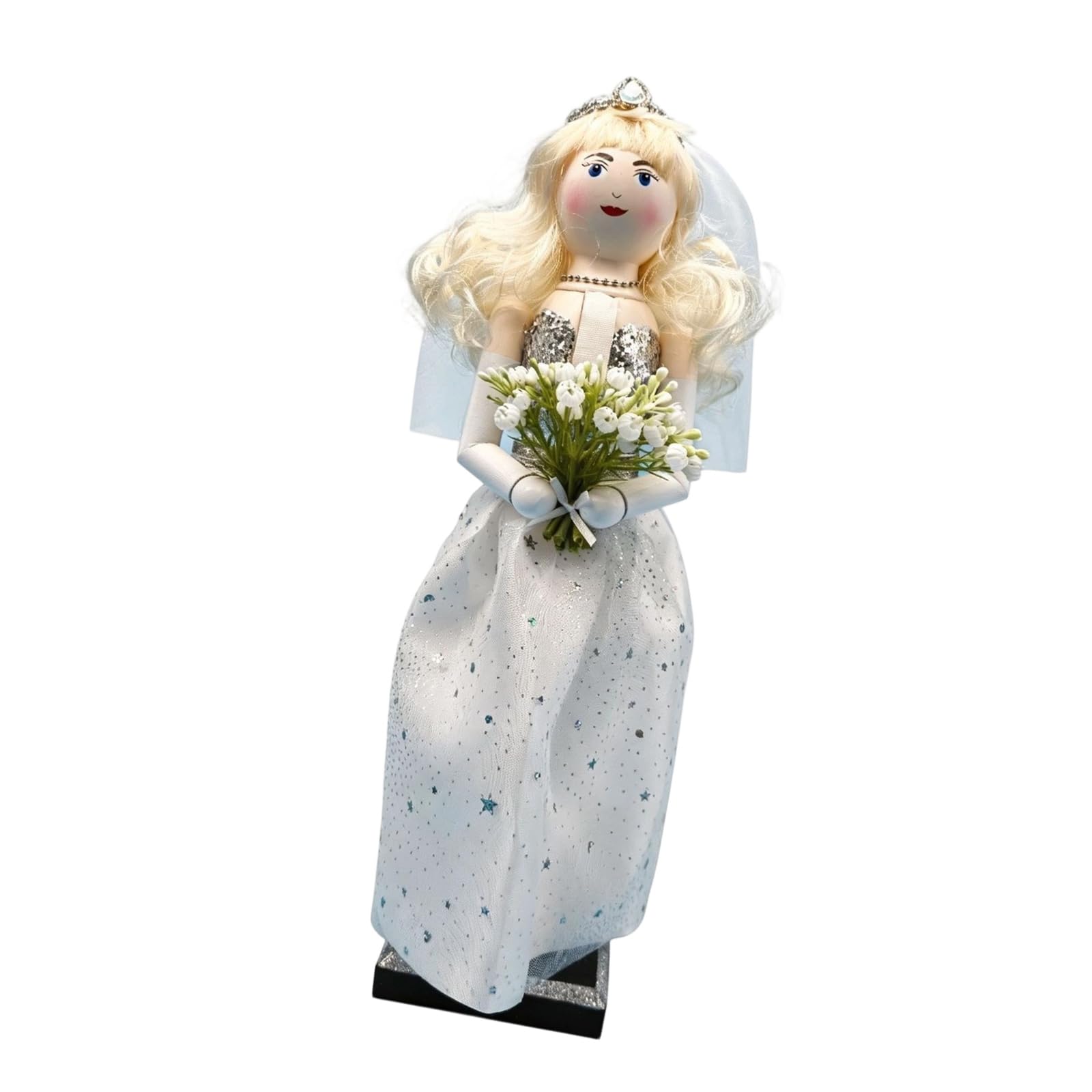 yanwuwa Wooden Bridal Groom Figurine Hand Carved Wedding Nut Sculpture for Christmas Decoration Wedding Wooden Newlyweds