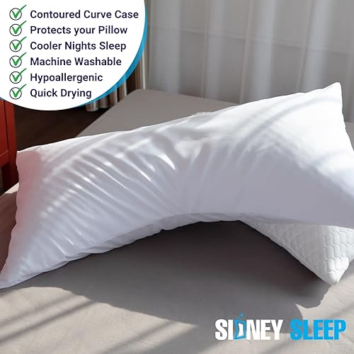 Miniatura 6 de Sidney Sleep Fundas de almohada curvas, cierre de cremallera de longitud completa, microfibra cepillada suave de alta calidad, 20 x 30 pulgadas