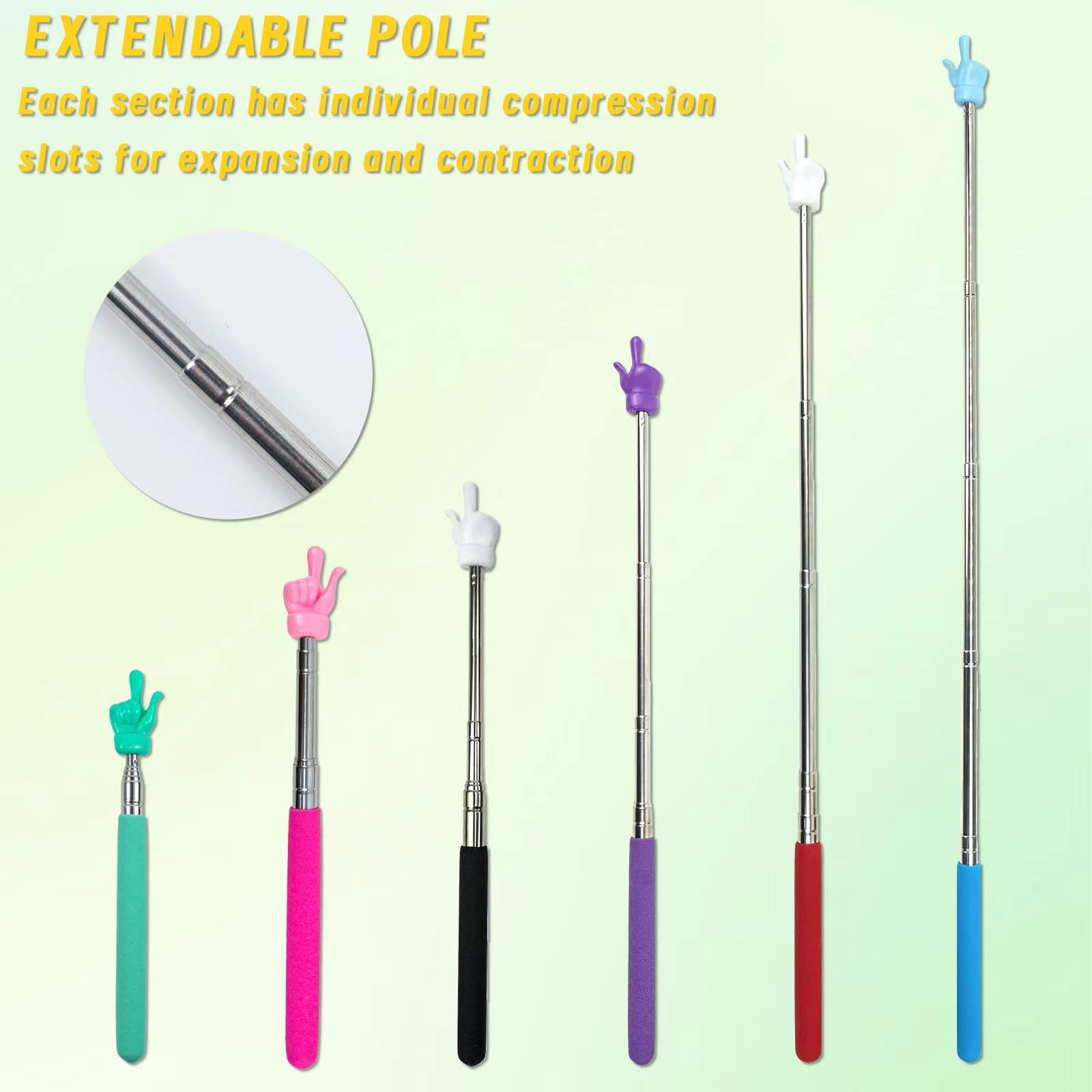 Lot De 6 Pointeurs Télescopiques Rétractables Acier Inoxydable - 6 Couleurs Pour Enseignants