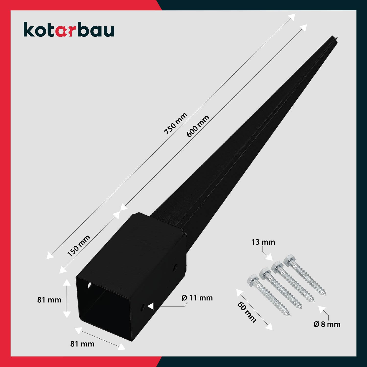 BURI Pfostenträger 6x Einschlagbodenhülse Verzinkt 71x71x750mm Einschlaghuelse Bodeneinsch S0r5c0kx