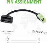 Obd2 Adapter Fit for Kawasaki Motorcycle 4 Pin to 16 Pin OBD Diagnostic Cable,for Z250/Z650/Z1000/ER6N/EX650F/Ninja400 Motorbike ECU Programming,Work with ELM327 Obdii Code Reader/Scanner