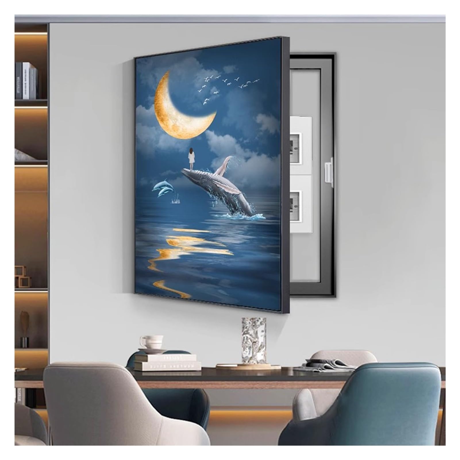 AWSAD Tapa Decorativa Cuadro Electrico Creativa Cubierta Simple Contadores Decorativos Caja Medidor Eléctrico Pintura Decorativa(B,50X60CM(19.6x23.6in))