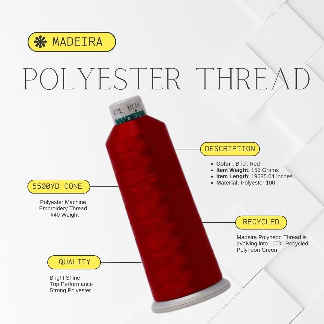 Madeira Polyneon Embroidery Thread - 2 Pack Red - 1838-5500 YD 40 Wt