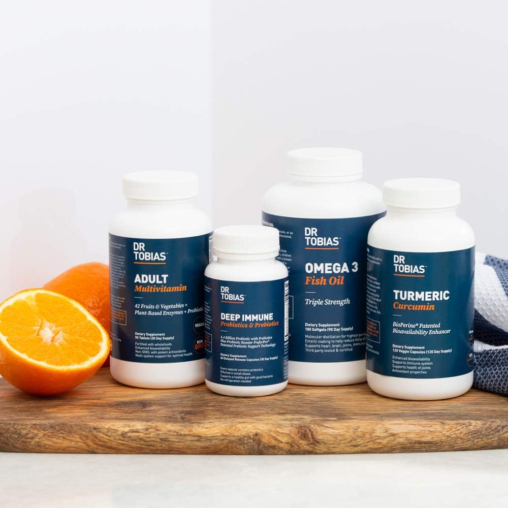 Dr. Tobias Omega 3 Fish Oil and Adult Multivitamin Includes Probiotics and Plant-Based Enzymes Promoting Overall Health - Made with Wholefoods