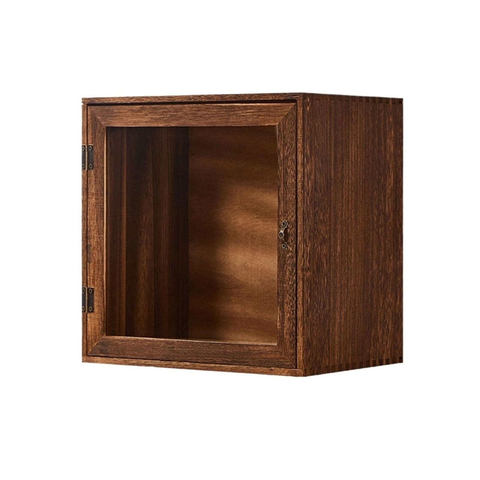 AYCDL Bookcase Vintage Distress Single Cell Wooden Bookshelf Home with Acrylic Cabinet Door Storag Rack Display Shelf