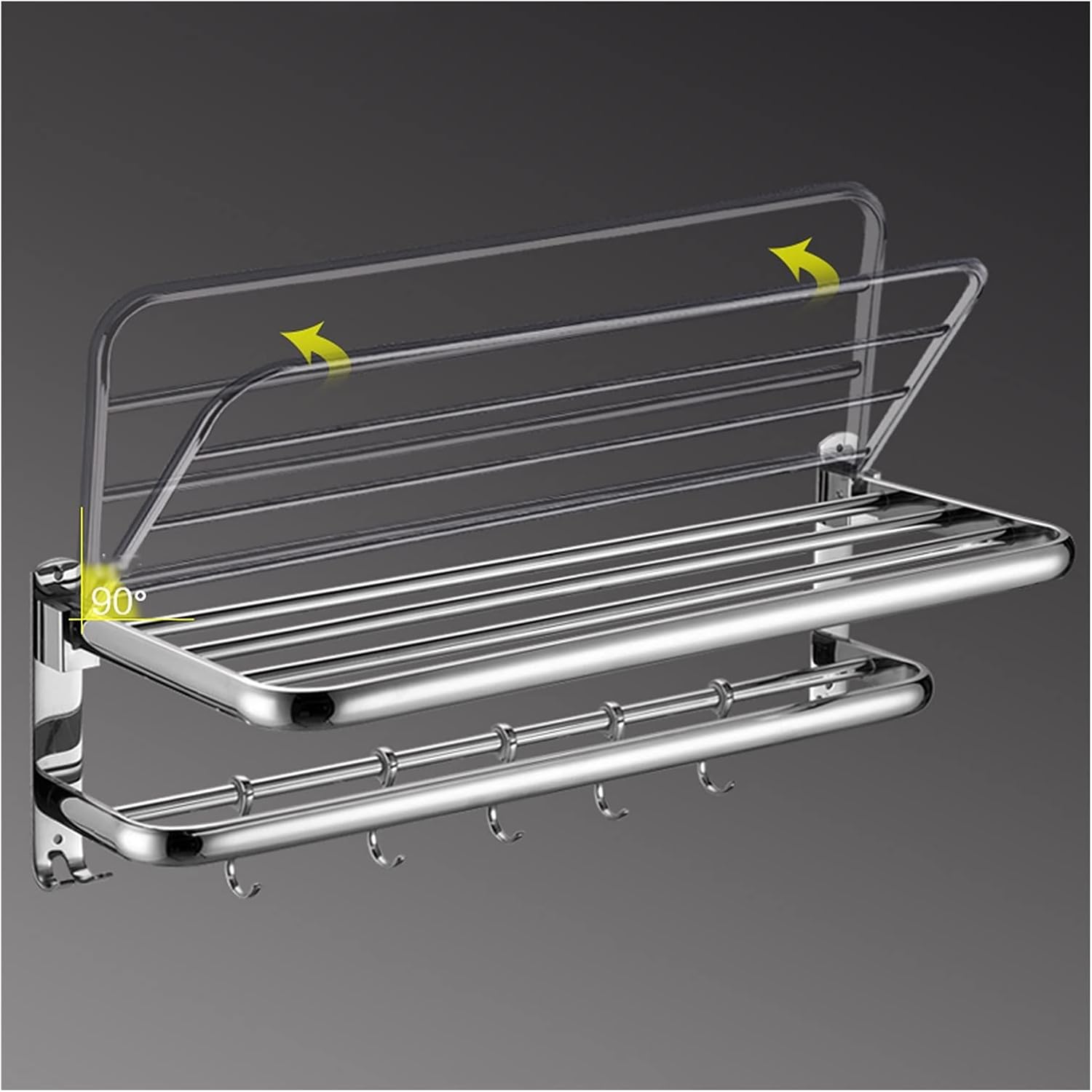 タオルバー シャワー棚 タオルラック バスルーム用棚 折りたたみ式タオルレール付き フローティング棚 壁取り付け式 タオルレールとフ