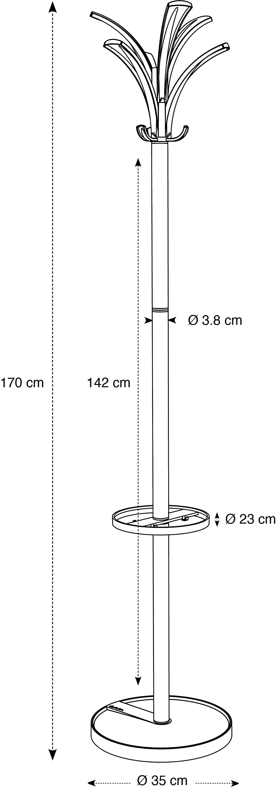 Appendiabiti a 6 posti 175cm c/portaombrelli alba