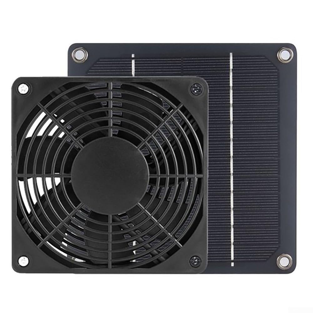 YJDOORPLAY 10W 12V Solar Exhaust Fan for Greenhouse,Chicken Shed Camping Wall Mount Ventilator, with Monocrystalline,Panel Black DC5521 Port 43.4 CFM Airflow 100cm Cable