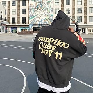 Yesoa Harajuku Weirdo Graffiti Letter Printed Hoodies Men Lucky Me I See Ghosts Hooded Sweatshirt