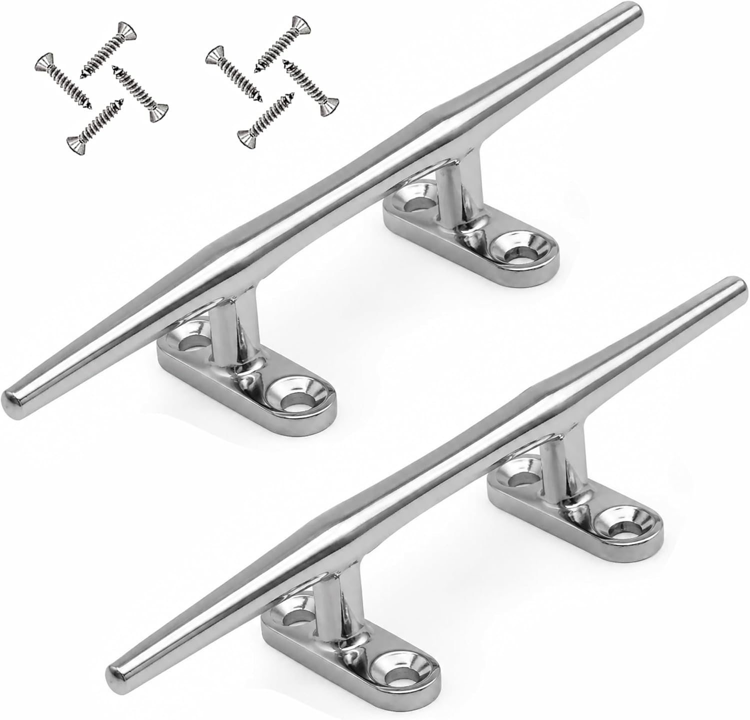 2 Pack Boat Cleat Open Base 6 inch, Dock Cleat 316 Stainless Steel Marine Grade, Include Installation Screws