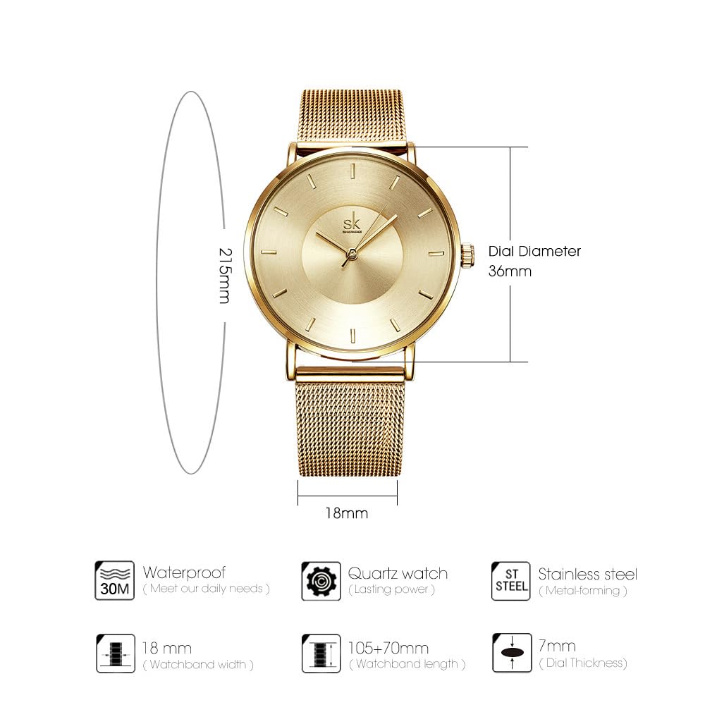 MASTOP Orologio da polso da donna, alla moda, minimalista, impermeabile, semplice, ultra sottile, analogico, al quarzo, con cinturino in maglia in acciaio inox