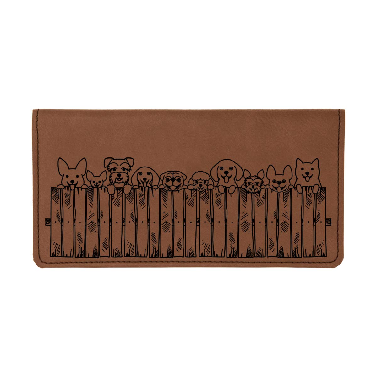 CAROUSELCHECKS Peeking Pups Laser Engraved Leatherette Checkbook Cover