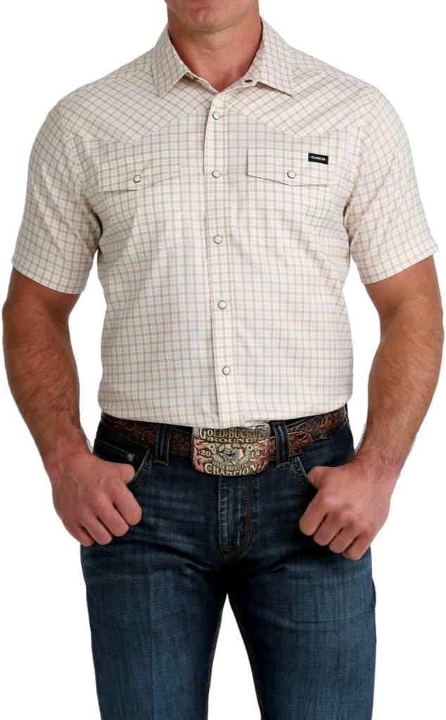 Cinch Men's Camp Plaid Short Sleeve Snap Shirt