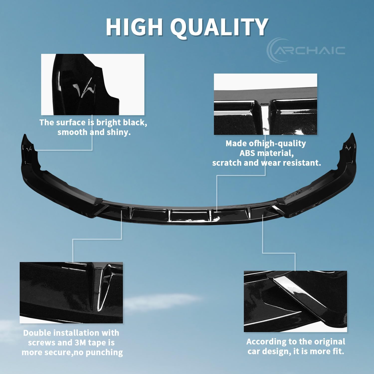 Archaic Front Bumper Lip Spoiler Fit for Honda Civic FC 2016-2021,Spoilers Body Kit for Civic Sedan/Coupe Cars Mods Exterior Splitter