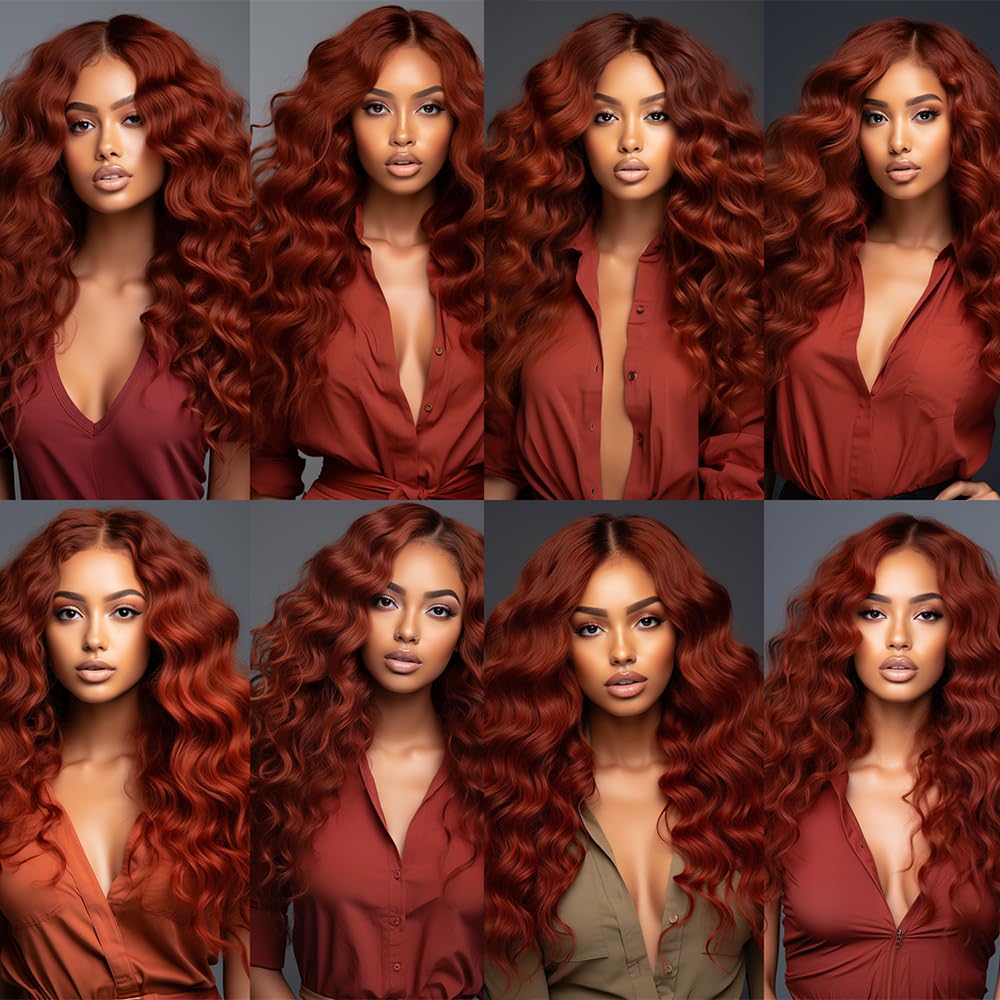 Auburn Deep Wave Human Hair Color 33 Reddish Brown Deep Curly Wet and Wavy Bundles Double Weft Brazilian Copper Red Hair Extensions Silky and Soft for Women (18 20 22 inch 3 Bundles)