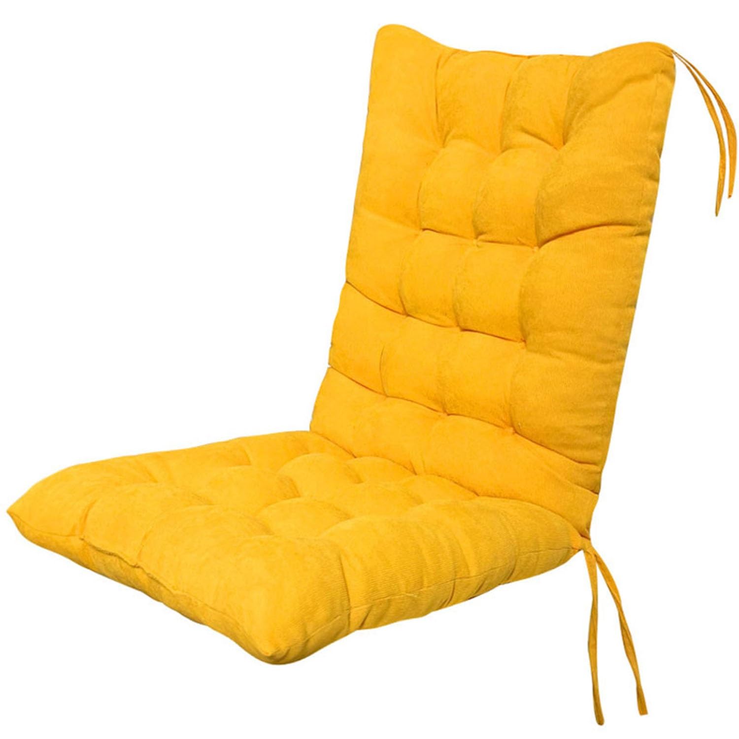JORTUIO High Back Chair Seat Cushion Dining/Kitchen/Office Chair Pads with Ties Thickened One-Piece Rocking Chair Cushion, Indoor/Outdoor Furniture Patio Chair Cushion(Yellow,100x45cm1pc)