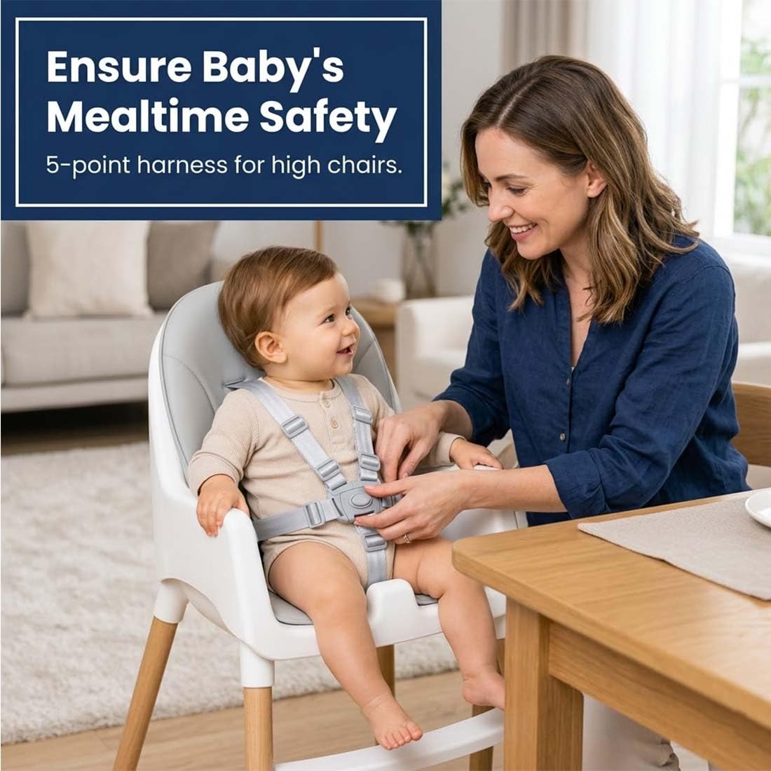 1 Pezzo Cinture Universali per Seggiolone, Cinghie per Seggiolone a 5 Punti Regolabile, Cintura di Sicurezza per Bambini Imbracatura per Seggiolone, Attacco per Passeggino