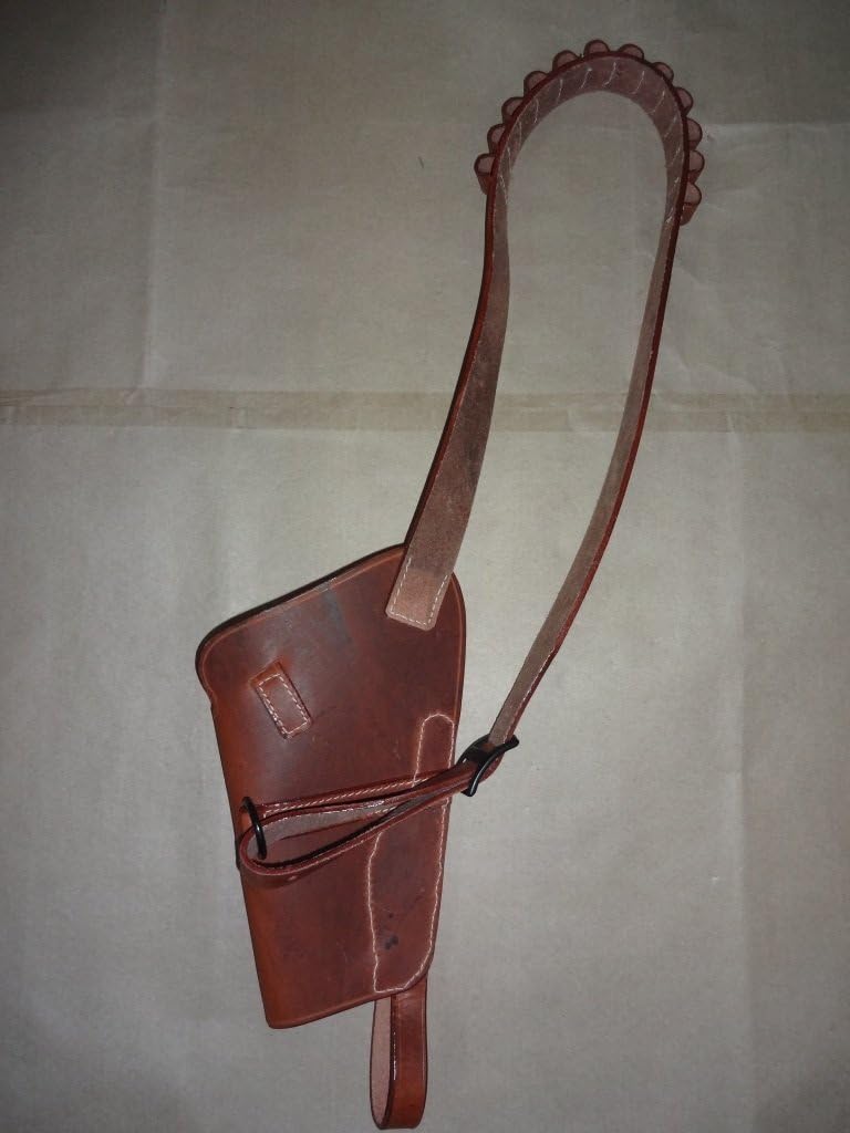 US M3 Victory Revolver Shoulder Holster Brown Leather with Shell Loops - Reproduction