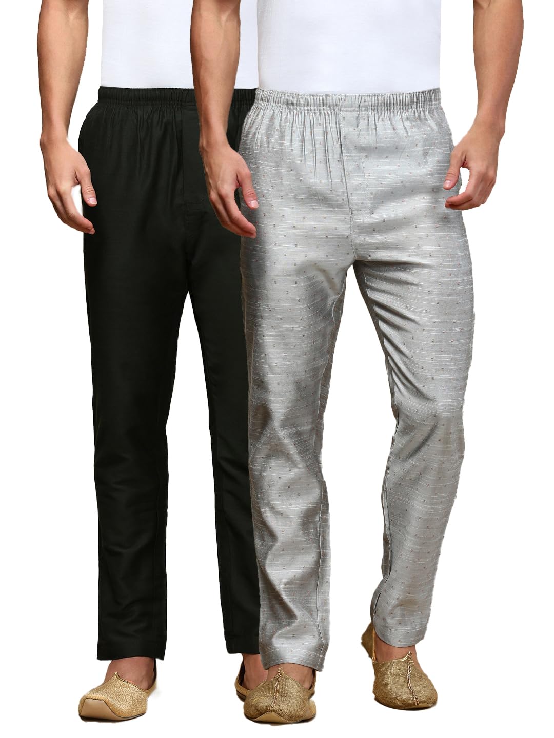 white heart Pack of 2 Mens Viscose Blend Salwar Pyjama Pant | Elasticated Waistband with Inner Drawstring, Button Closure, Side Pockets| Regular Fit Ethnic Wear Churidar Pajama-picture-23