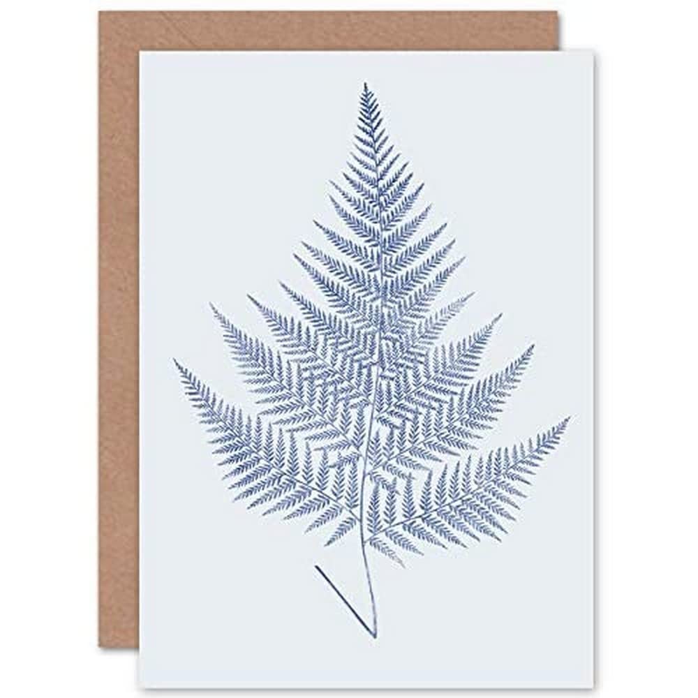 Wee Blue Coo Botanics Cobalt Fern Eppusum Greeting Card With Envelope Inside Premium Quality
