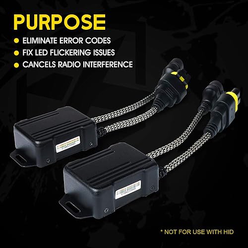 Vista 23 de Xprite H13/9008 LED Canbus Decodificador Anti parpadeo Arnés Condensador de resistencia libre de errores para bombillas LED de faros delanteros