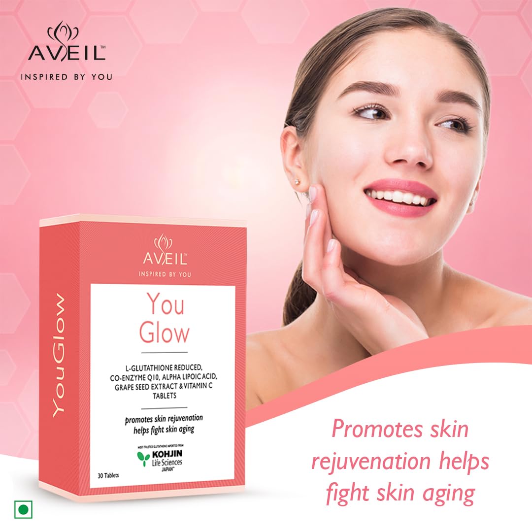 AVEIL YouGlow Glutathione and Vitamin C Skin Rejuvenating Tablet - 30  Tablets