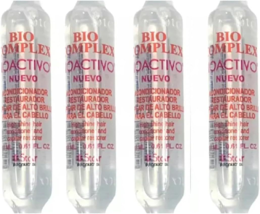Multi Pack Bio Complex Bio Activo Dominican Natural Hair Treatment High Shine Conditioner Leave In Hydrating Conditioning Hair Repairing Thickening Hair Growth (4 Ampoulles)