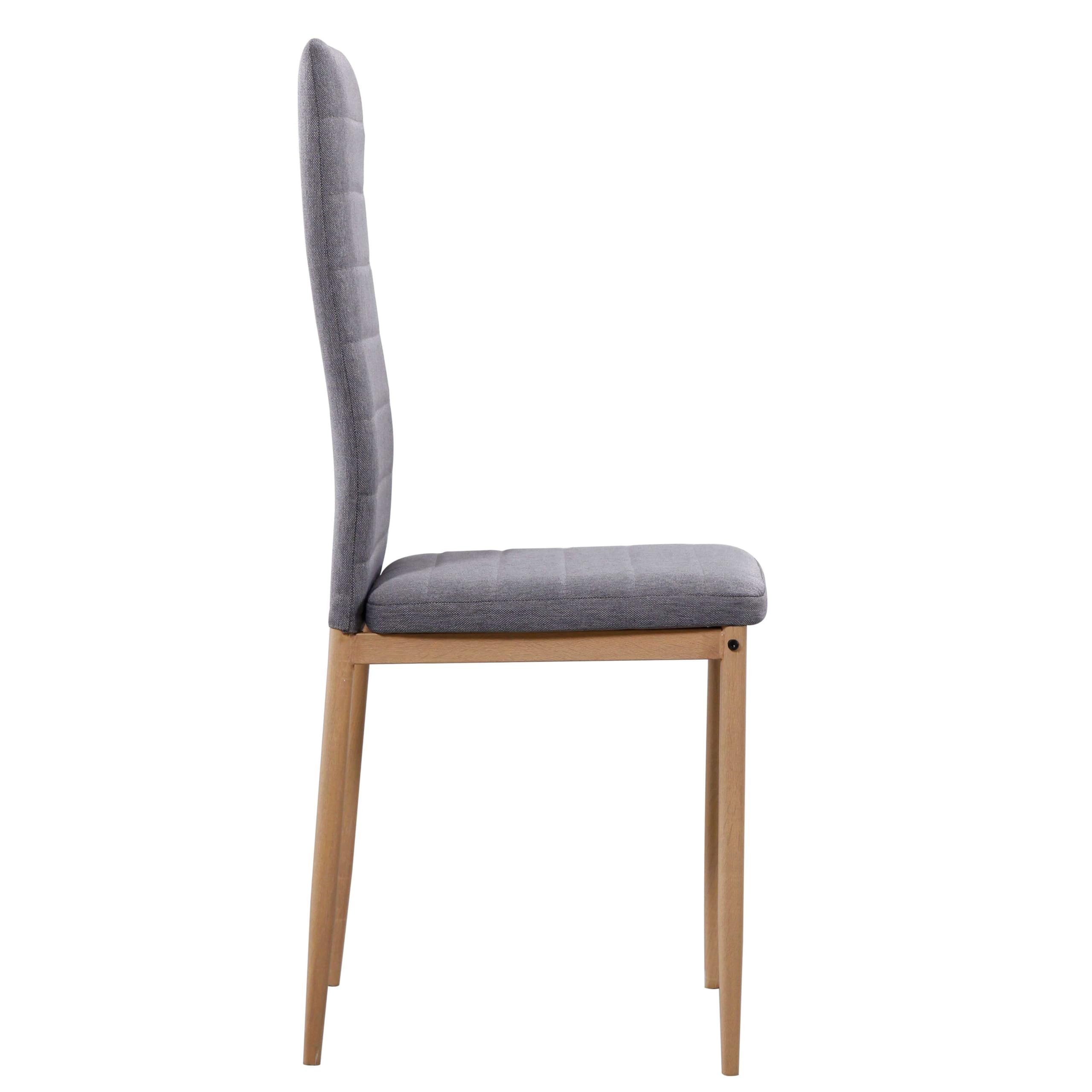 Miroytengo Pack 2 Sillas Comedor Cocina Salon Estilo Moderno Tela Color Gris Patas Metal Efecto Madera 98x42x48 cm