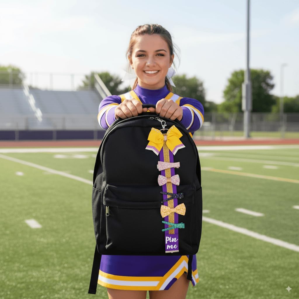 Glitter Cheer Bow Keychain 2 Pack - Pin Me Ribbon for Backpacks, Spirit Gifts for Cheerleaders, Team Gifts - Image 5