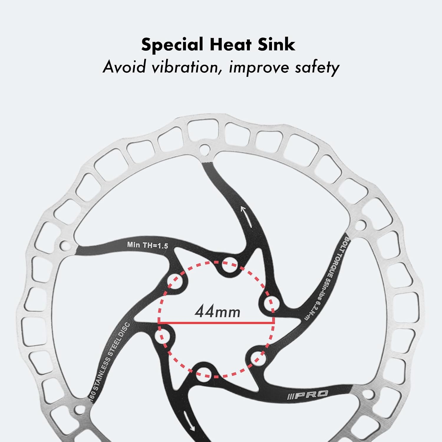 DJC Bike Brake Disc Rotor 2pcs MTB Brake Disc 160mm 180mm with 6 bolts Road Bike MTB BMX e scooter Steel Brake Disc iiipro (2pcs red, 160mm)