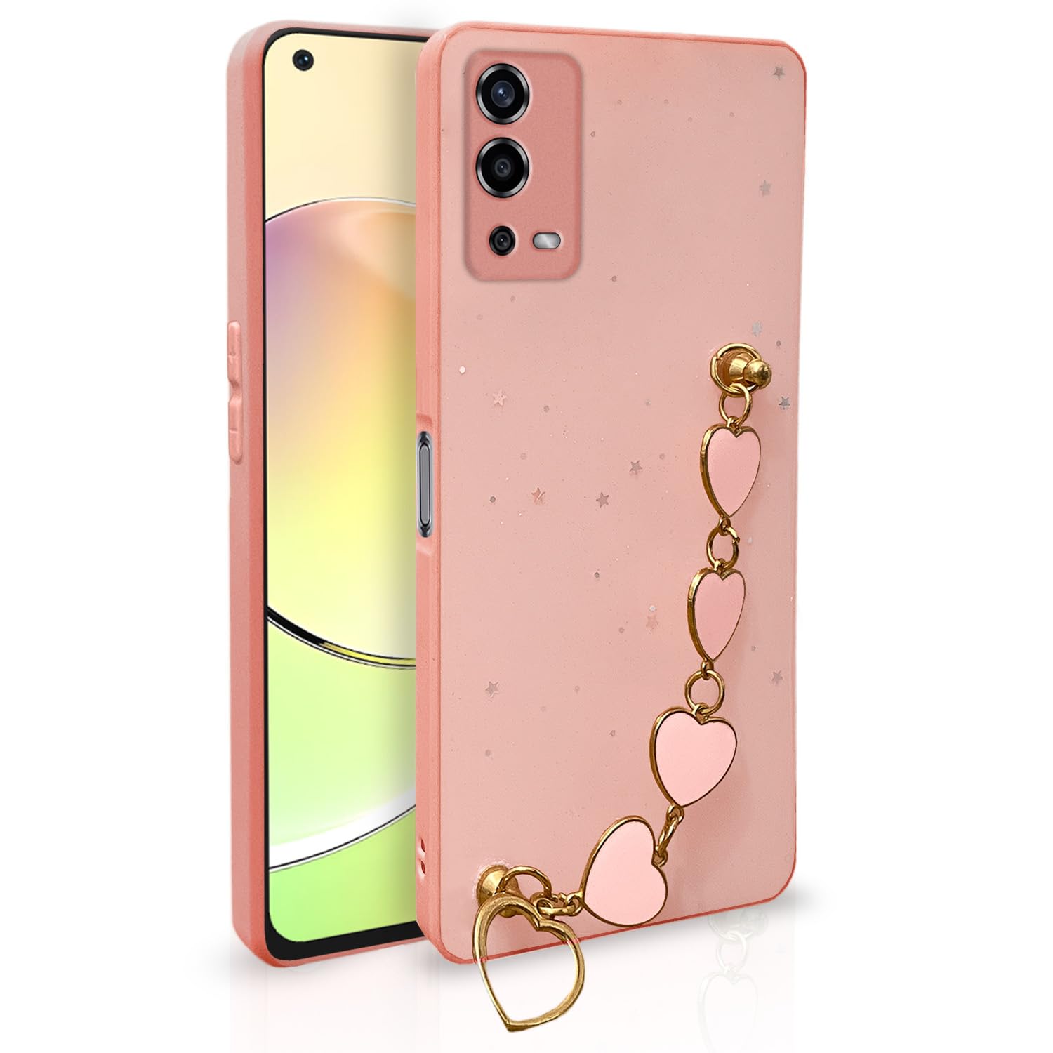 Pikkme Oppo A55 Back Cover for Girls | Heart Shaped Metal Chain Blocks | Sparkling Soft TPU | Case for Oppo A55 (Pink) (B0BY86T5BJ) Amazon Price History, Amazon Price Tracker