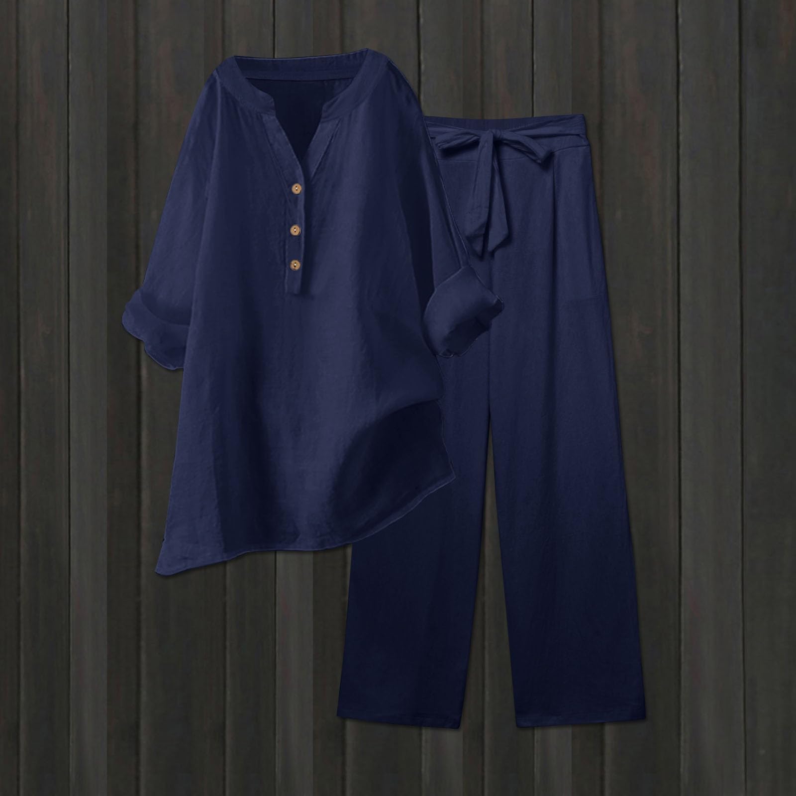 Générique Set di 2 pezzi da donna in cotone con top e pantaloni, con felpa e pantaloni abbinati, morbido, tuta sportiva a maniche lunghe, set da jogging e relax, A157