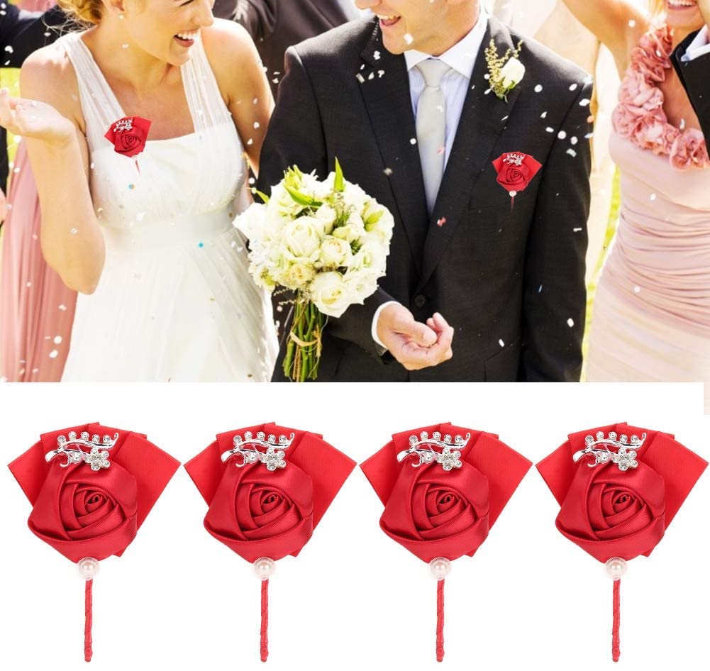 Handgelenkskorsagen für Hochzeiten， Band Corsage Exquisite Künstliche Corsage Hochzeit Corsage Brosche Hochzeit Dekoration Zubehör 4Pcs