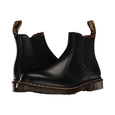 Dr. Martens 2976 Yellow Stitch Smooth Leather Chelsea Boots Shoes Black Smooth