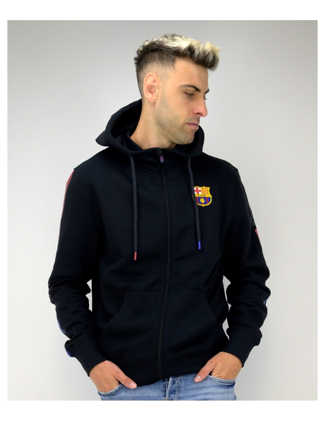 Barcelona Bluza z kapturem unisex dla dorosłych Chaqueta Fc Barcelona Abierta Barça Race Czarna kurtka, Czarny, M